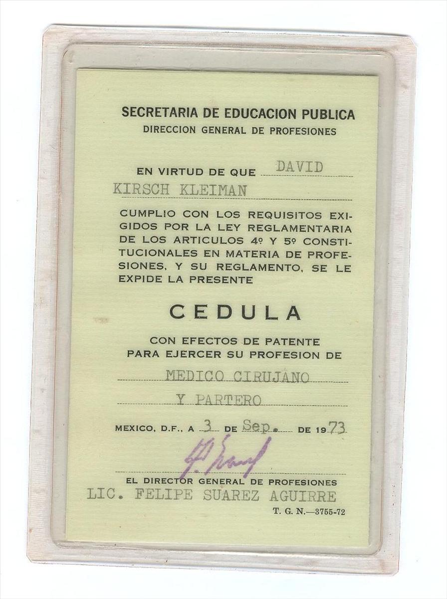 Professional Certificate - Dr. David Kirsch